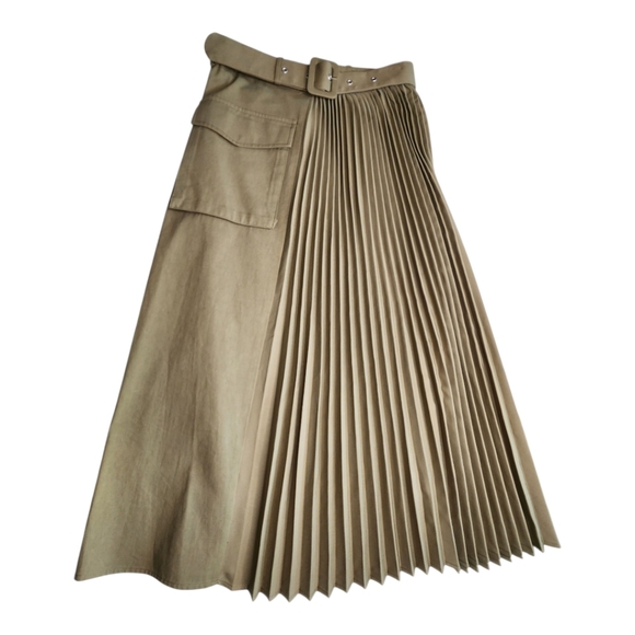 Mare Mare X Anthropologie Pleated Cargo Midi Skirt Sz XS - Picture 2 of 14